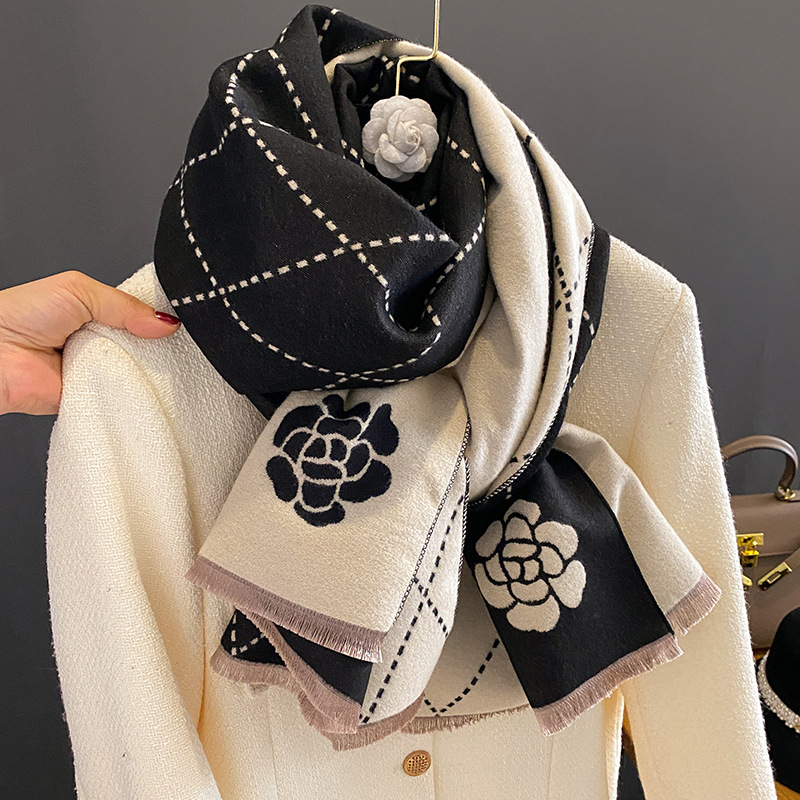Woven Scarf Blanket - Winter Sjaal Dames Luxe Bloemenprint Vrouwelijke