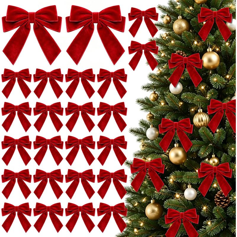 Bow Tie Pre Tied - 24 stuks voorgeknoopte rode fluwelen strikken,